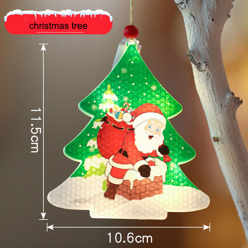 Christmas decorative lights, holiday LED window display, small colorful lights, Christmas tree decoration, and hanging signs