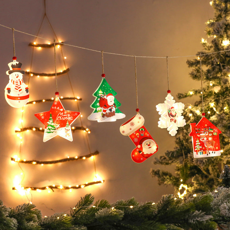 Christmas decorative lights, holiday LED window display, small colorful lights, Christmas tree decoration, and hanging signs