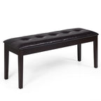 Upholstered Dining Room PU Bench Solid Wood Button Tufted