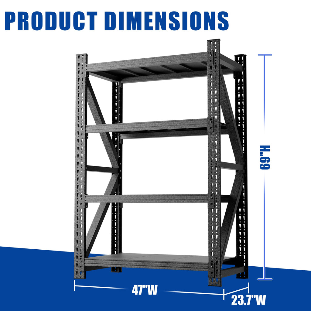 Heavy Duty Metal Adjustable Garage Shelves with 4000LBS Capacity - Black