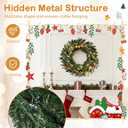 24‚Äù Pre-lit Christmas Wreath Set of 2 Front Door Artificial Xmas Wreath with 90 Frosted Branch Tips
