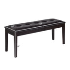 Upholstered Dining Room PU Bench Solid Wood Button Tufted