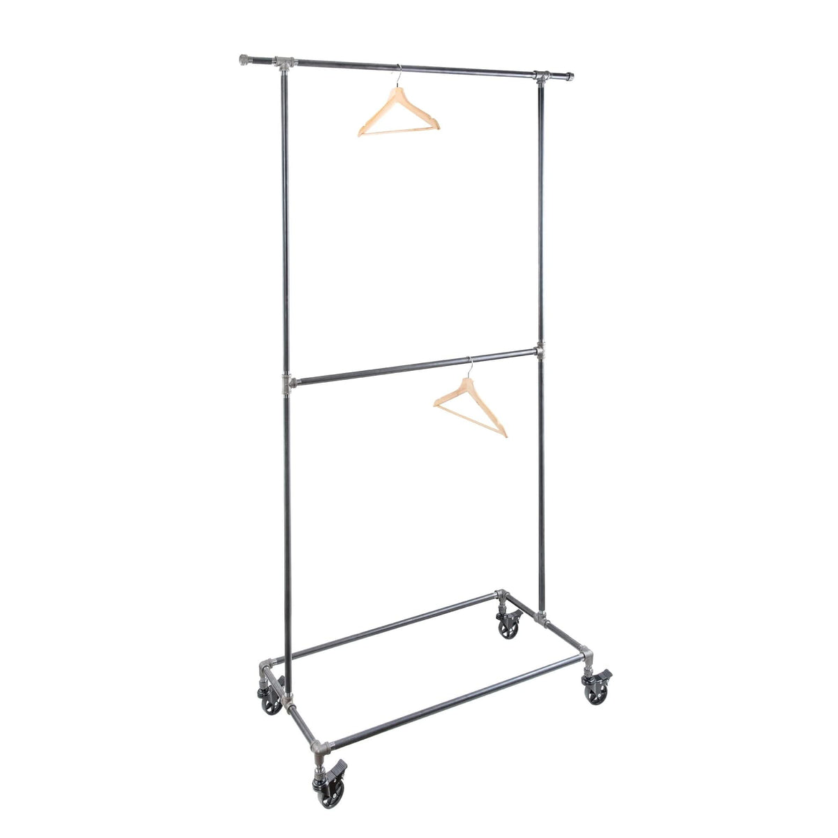 82 in. Rolling Double Rod Clothing Rack