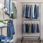 82 in. Rolling Double Rod Clothing Rack