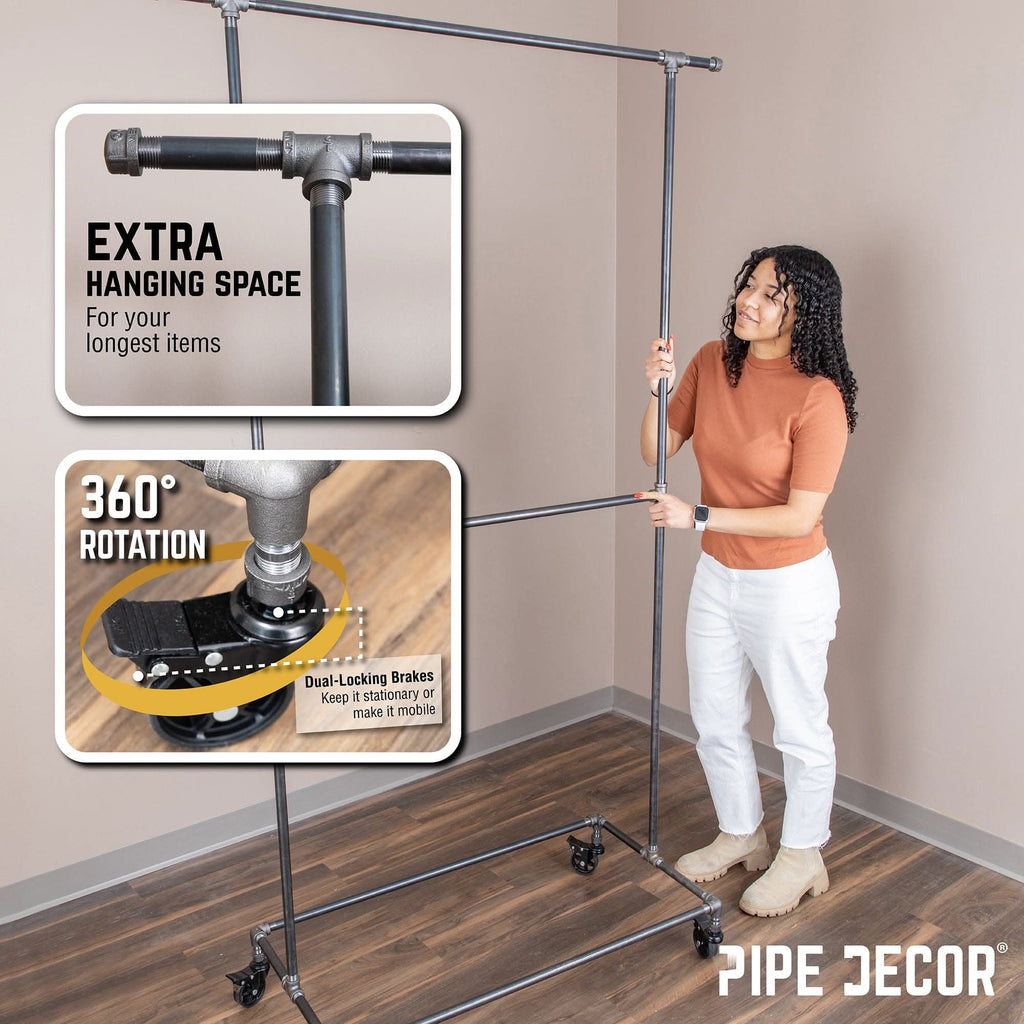 82 in. Rolling Double Rod Clothing Rack
