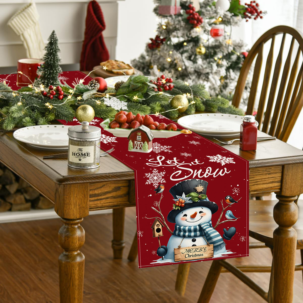 Christmas snowman linen table flag living room dining table decoration tablecloth Christmas restaurant tablecloth coffee table cloth