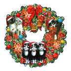 Christmas Friends Kitty Door Wreath by G. DeBrekht and L. Seeley - Pets Dog and Cats Decor - 8185307-5H-SL