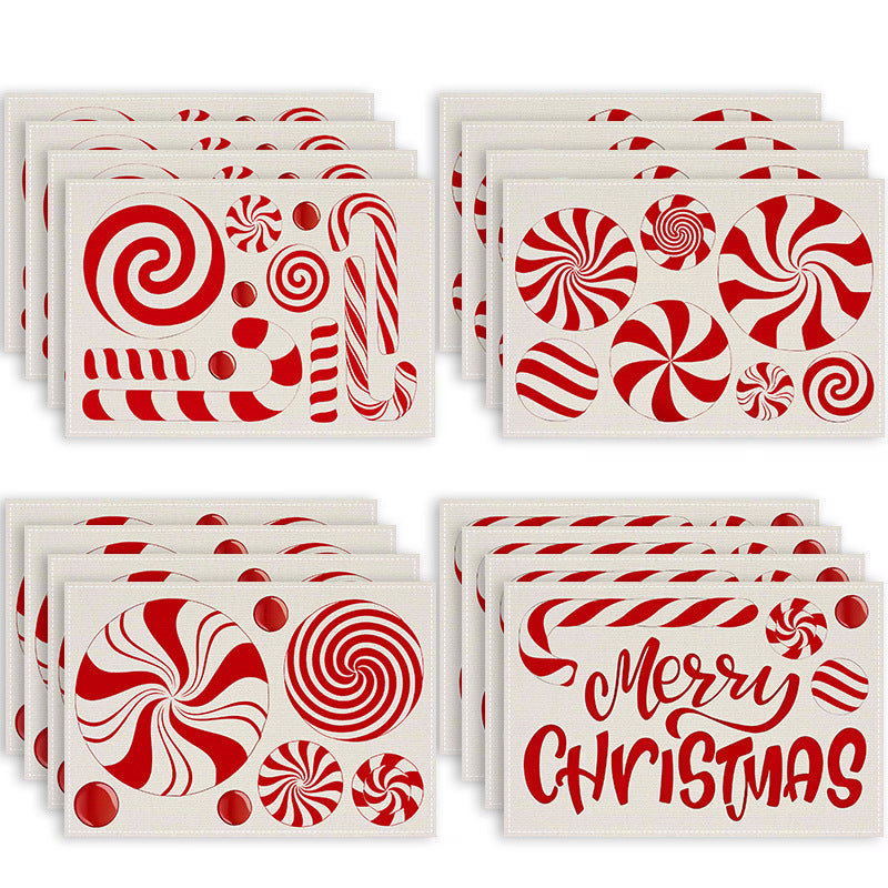 Christmas meal mat linen candy letter printed table mat living room dining table decoration insulation mat