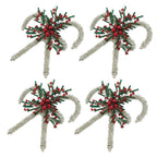 Fennco Styles Hand Beaded Holiday Candy Cane Napkin Rings, Set of 4 - Gold Glass Bead Napkin Holders for Dining Room, Banquet, Family Gathering, Christmas Décor and Special Occasion