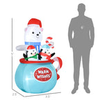 Outsunny 5ft Christmas Inflatable Outdoor Decoration Blessed Polar Bear and Penguins in the Cup