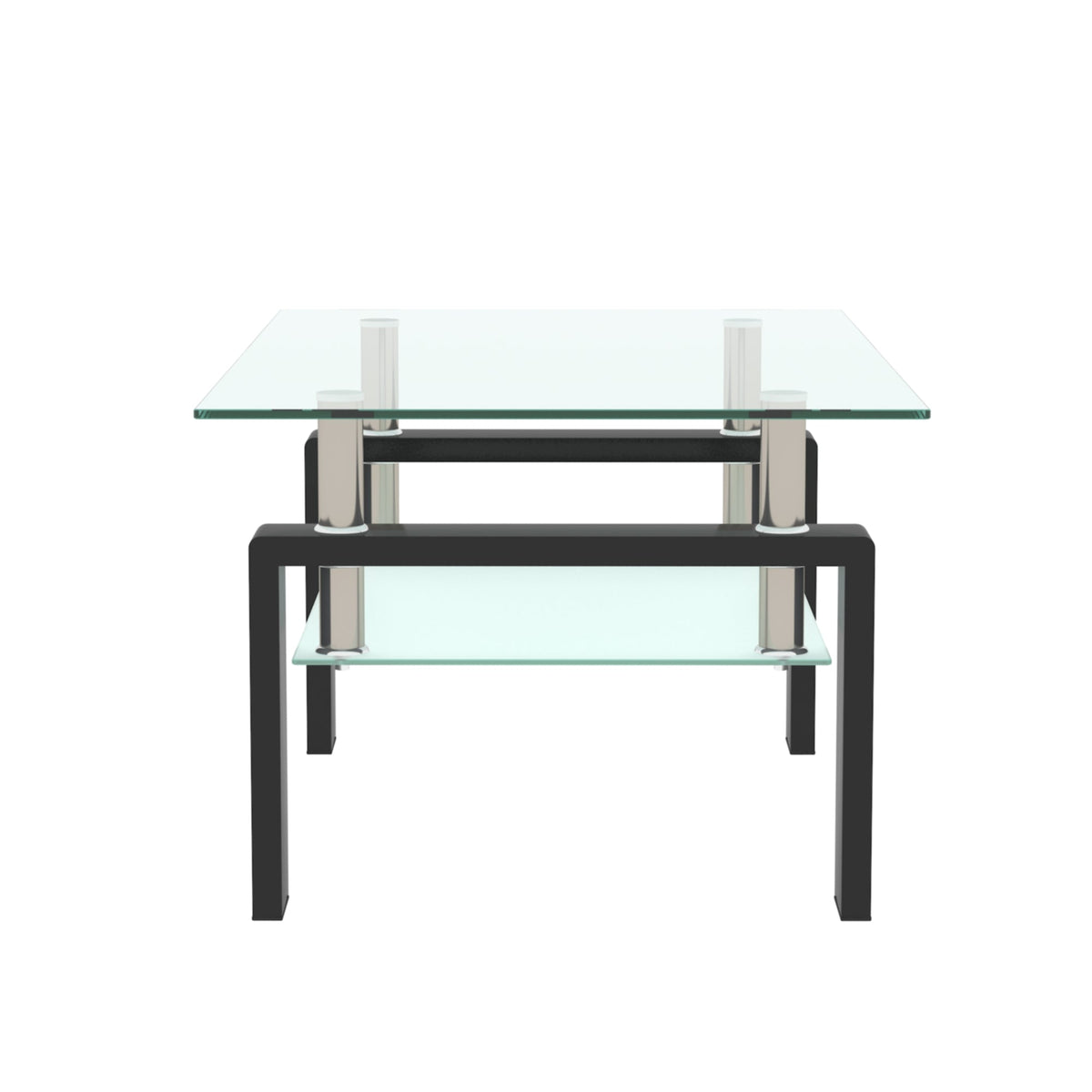 Rectangle Black Glass Coffee Table Clear Coffee Table Modern Side Center Tables for Living Room Living Room Furniture