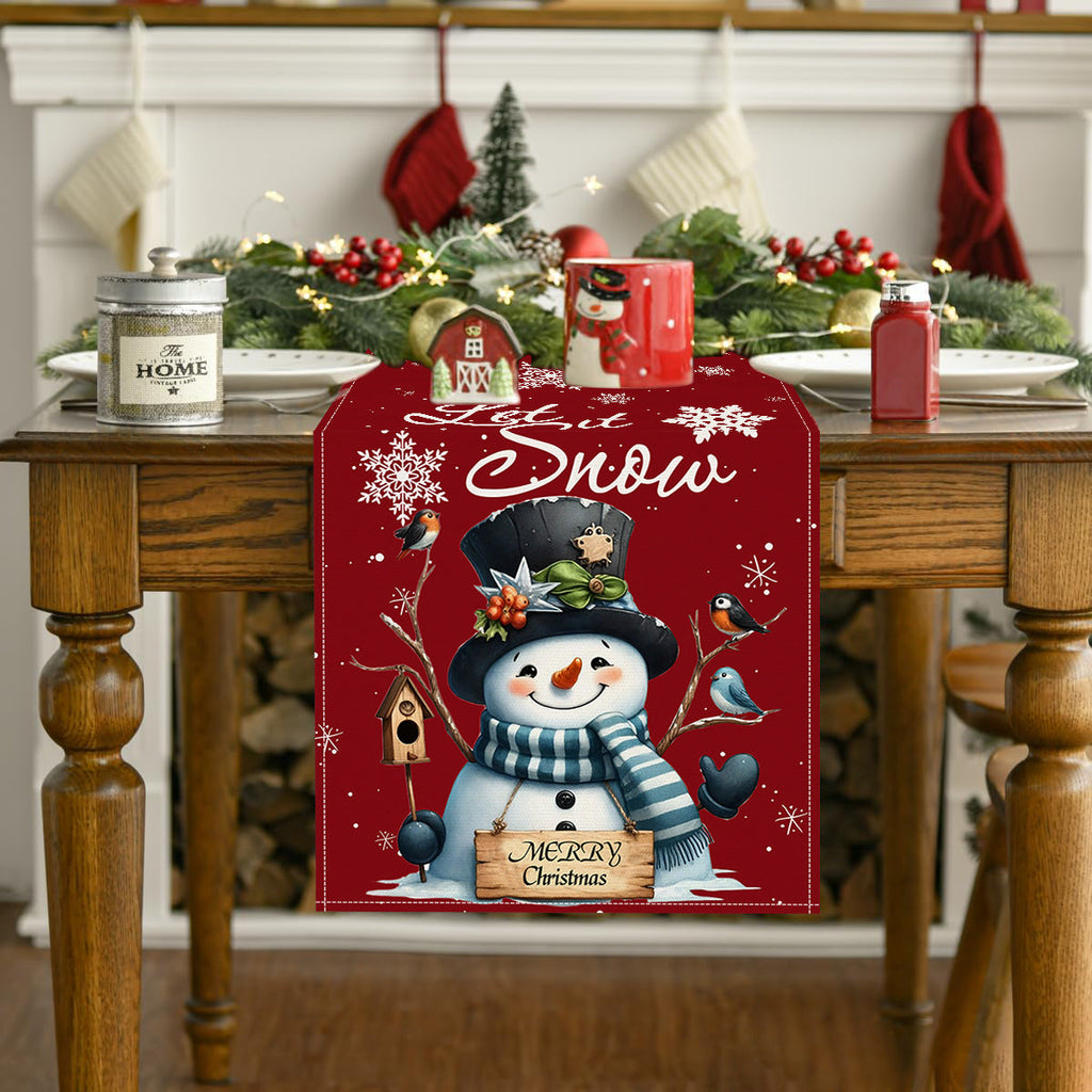 Christmas snowman linen table flag living room dining table decoration tablecloth Christmas restaurant tablecloth coffee table cloth