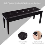 Upholstered Dining Room PU Bench Solid Wood Button Tufted