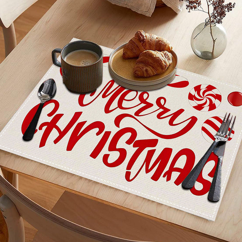 Christmas meal mat linen candy letter printed table mat living room dining table decoration insulation mat