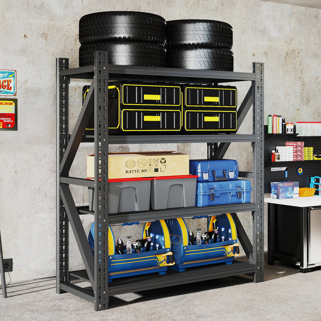 Heavy Duty Metal Adjustable Garage Shelves with 4000LBS Capacity - Black