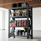 Heavy Duty Metal Adjustable Garage Shelves with 4000LBS Capacity - Black