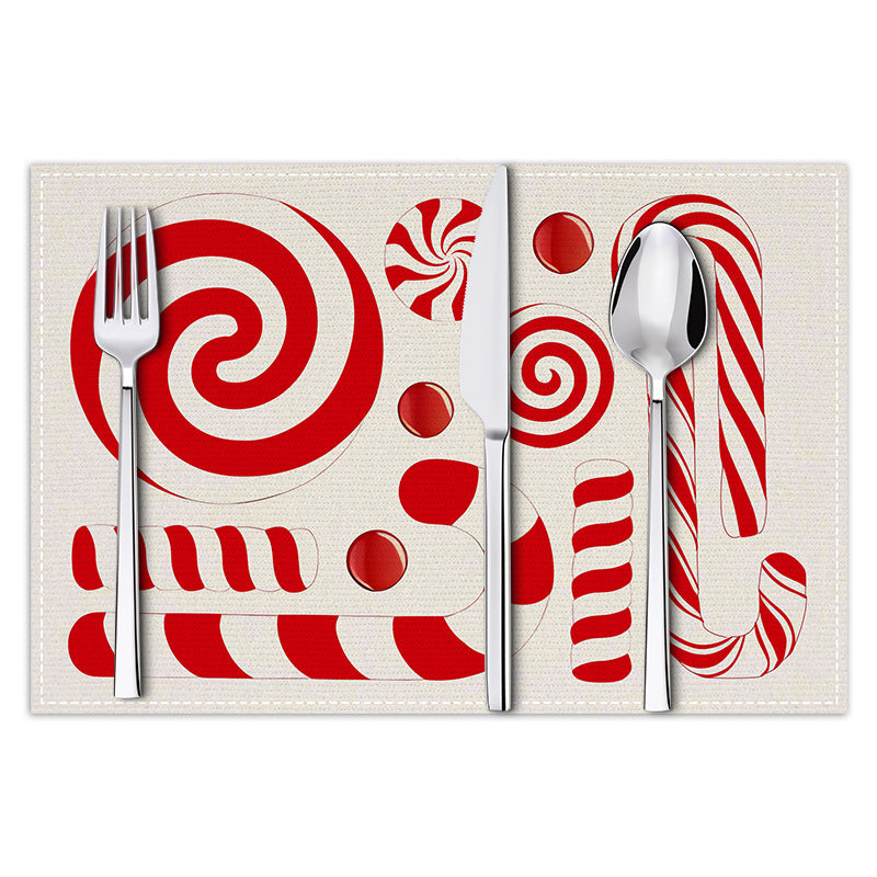 Christmas meal mat linen candy letter printed table mat living room dining table decoration insulation mat