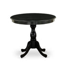 EAST WEST FURNITURE - AMVA5-BLK-C - 5-Pc Dining Room Table Set- 4 Kitchen Chair and Modern dining room table - Linen Fabric Seat and Slatted Chair Back (Black Finish)