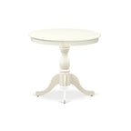 EAST WEST FURNITURE - AMVA3-LWH-C - 3-Piece Dinette Set- 2 Dining Room Chair and Round Dining Table - Linen Fabric Seat and Slatted Chair Back (linen white Finish)