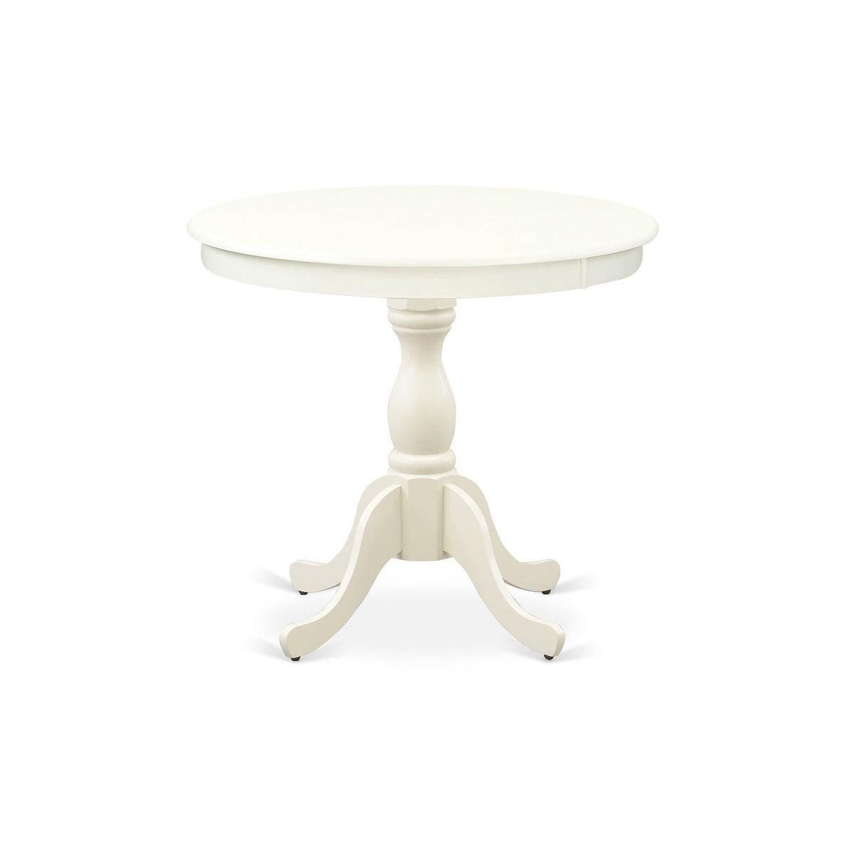 EAST WEST FURNITURE - AMVA3-LWH-C - 3-Piece Dinette Set- 2 Dining Room Chair and Round Dining Table - Linen Fabric Seat and Slatted Chair Back (linen white Finish)