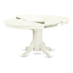 EAST WEST FURNITURE - AVVE5-LWH-15 - 5 Pc Dining Room Table Set - 4 Baby Blue Linen Fabric Dining Padded Chairs with High Back and 1 Removable leaf Oval Dining Table - linen white Finish