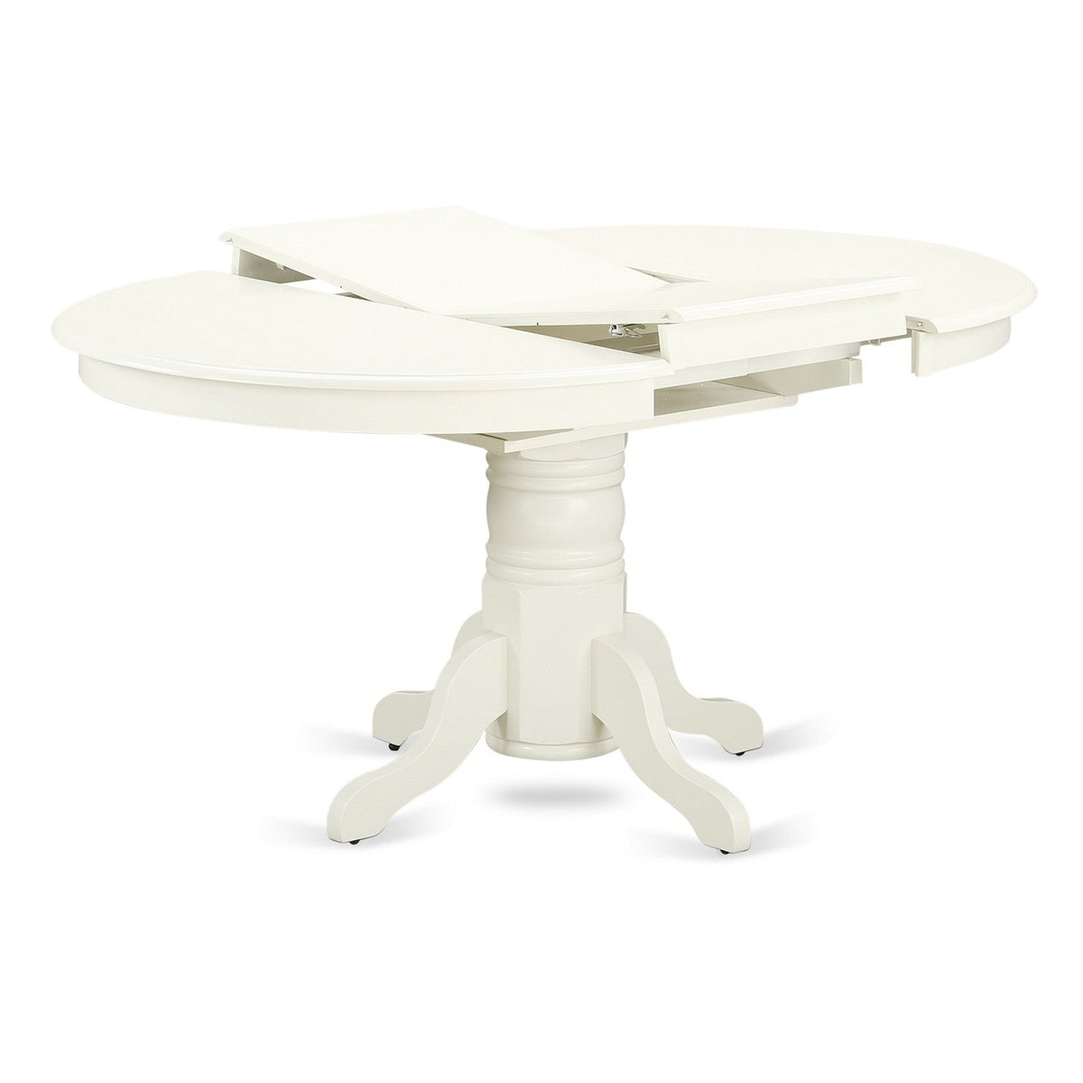 EAST WEST FURNITURE - AVVE5-LWH-15 - 5 Pc Dining Room Table Set - 4 Baby Blue Linen Fabric Dining Padded Chairs with High Back and 1 Removable leaf Oval Dining Table - linen white Finish