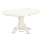 EAST WEST FURNITURE - AVVE5-LWH-15 - 5 Pc Dining Room Table Set - 4 Baby Blue Linen Fabric Dining Padded Chairs with High Back and 1 Removable leaf Oval Dining Table - linen white Finish