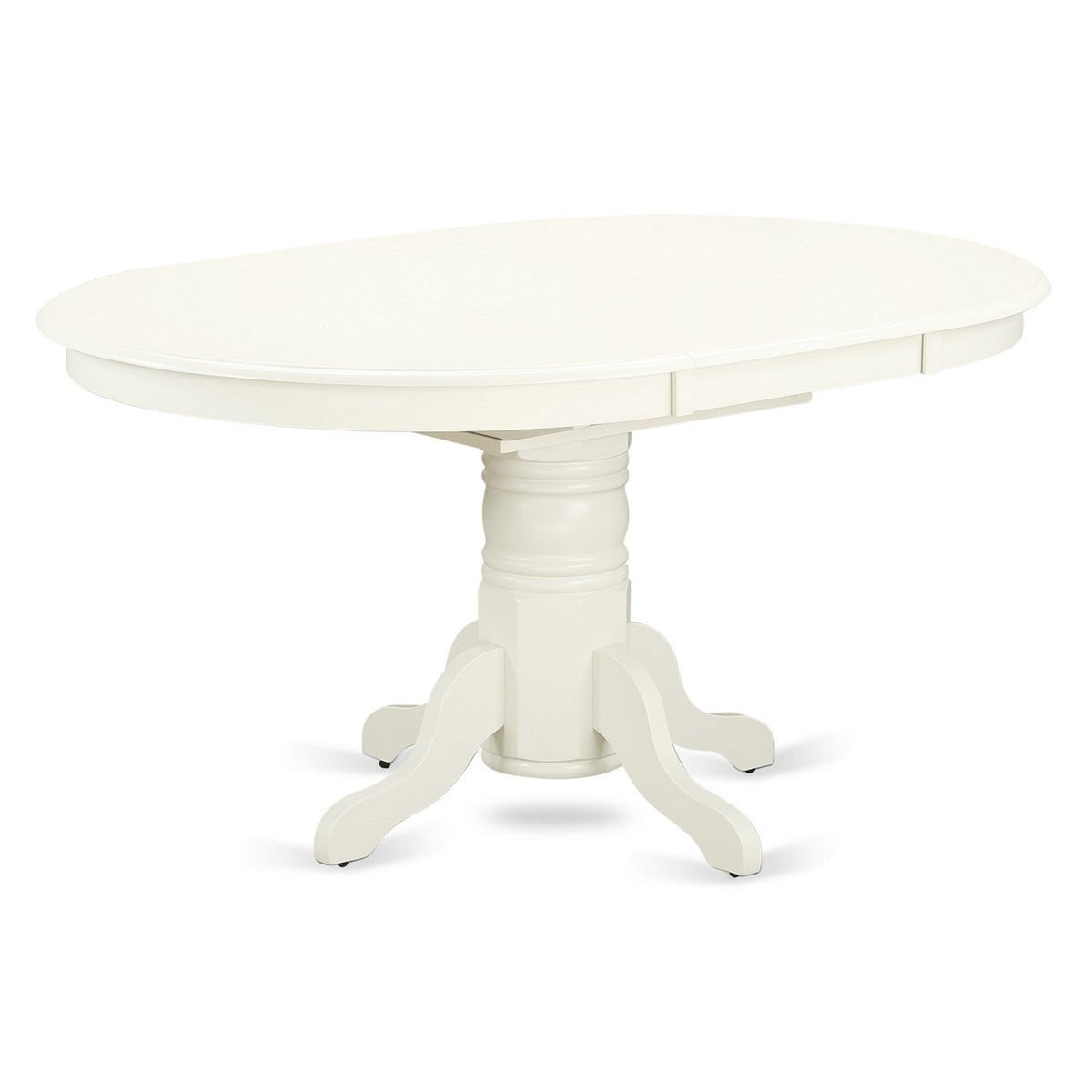 EAST WEST FURNITURE - AVVE5-LWH-15 - 5 Pc Dining Room Table Set - 4 Baby Blue Linen Fabric Dining Padded Chairs with High Back and 1 Removable leaf Oval Dining Table - linen white Finish