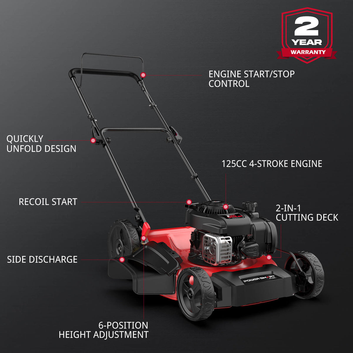21" 125cc Gas Push 2-1 Lawn Mower w/ Briggs & Stratton 300E Engine B8721C