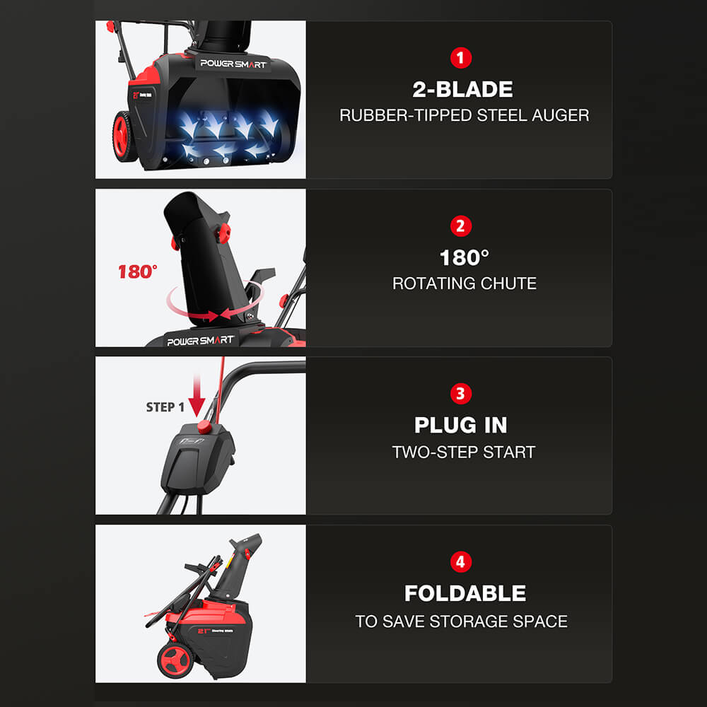 21'' 15A Single Stage Electric Snow Blower w/ LED Light DB7521
