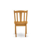 EAST WEST FURNITURE - ANDL5-OAK-W - 5-Pc Dining Room Table Set- 4 Dining Room Chair and dining table - Wooden Seat and Slatted Chair Back - Oak Finish