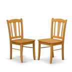 EAST WEST FURNITURE - ANDL5-OAK-W - 5-Pc Dining Room Table Set- 4 Dining Room Chair and dining table - Wooden Seat and Slatted Chair Back - Oak Finish