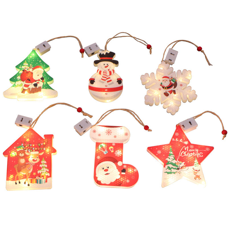 Christmas decorative lights, holiday LED window display, small colorful lights, Christmas tree decoration, and hanging signs