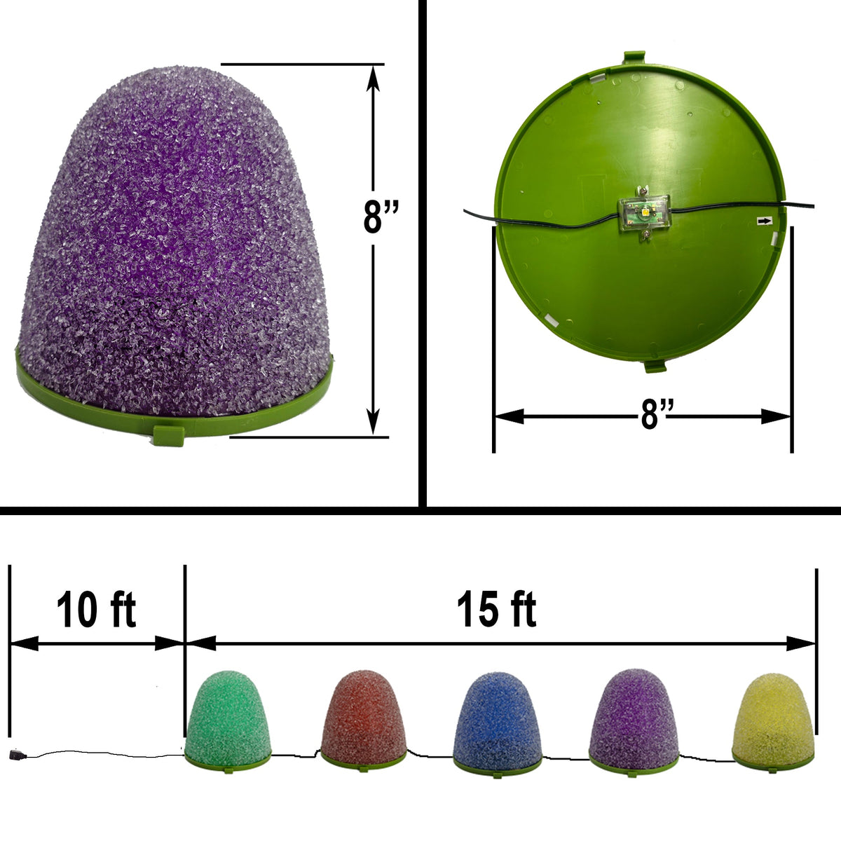 Set of 5 - 8" Tall Sugar Coated LED Gumdrop Christmas Pathway Lights - A/C Powered