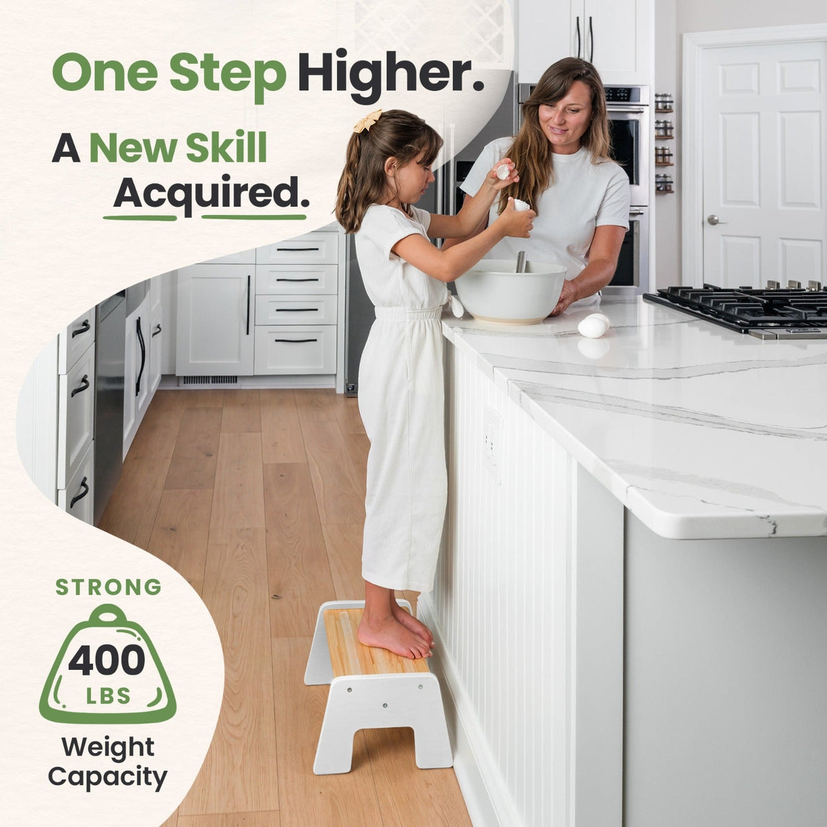 1-Step Wooden Stool for Kids(Multi-Purpose Step Stool for Kitchen, Bath, and Potty Training)