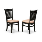 EAST WEST FURNITURE - AMVA5-BLK-C - 5-Pc Dining Room Table Set- 4 Kitchen Chair and Modern dining room table - Linen Fabric Seat and Slatted Chair Back (Black Finish)