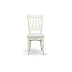 EAST WEST FURNITURE - AMVA3-LWH-C - 3-Piece Dinette Set- 2 Dining Room Chair and Round Dining Table - Linen Fabric Seat and Slatted Chair Back (linen white Finish)