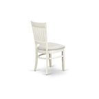 EAST WEST FURNITURE - AMVA3-LWH-C - 3-Piece Dinette Set- 2 Dining Room Chair and Round Dining Table - Linen Fabric Seat and Slatted Chair Back (linen white Finish)