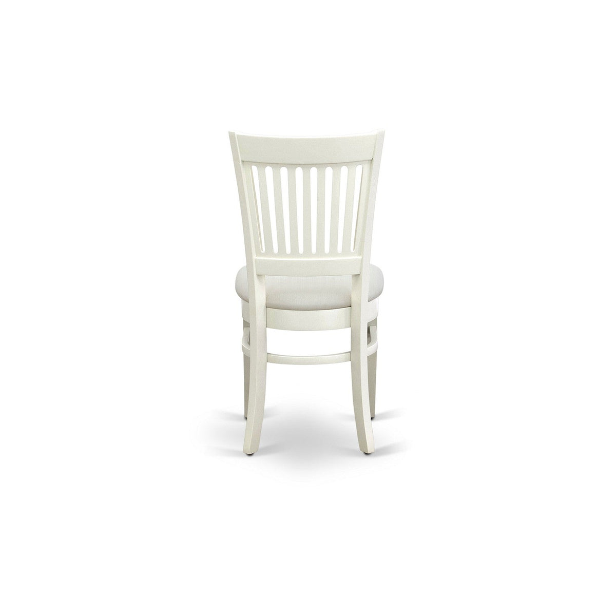 EAST WEST FURNITURE - AMVA3-LWH-C - 3-Piece Dinette Set- 2 Dining Room Chair and Round Dining Table - Linen Fabric Seat and Slatted Chair Back (linen white Finish)