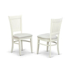 EAST WEST FURNITURE - AMVA3-LWH-C - 3-Piece Dinette Set- 2 Dining Room Chair and Round Dining Table - Linen Fabric Seat and Slatted Chair Back (linen white Finish)