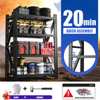 Heavy Duty Metal Adjustable Garage Shelves with 4000LBS Capacity - Black