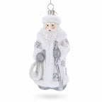 Santa in Elegant White Glass Christmas Ornament
