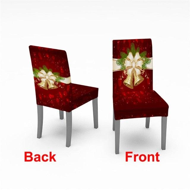 Christmas Chair Cover Stretch Spandex Digital Printed Silla Kitchen Dining Chair Covers Home Party Xmas Decor  Stretch Chair Cover for Dining Room Chair Protector Seat Cover Stretch Slipcover Christmas Bell Furniture For Living Room Ceremony Hotel