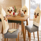Christmas Hat Chair Cover Xmas Santa Claus Deer Elk Dining Chair Covers for Kitchen Placemat Dining Seat Christmas Home Decor r Back Cover Removable Washable Chair Protector Cover For Kitchen Dining Room Chairs and Living Room 50x60cm