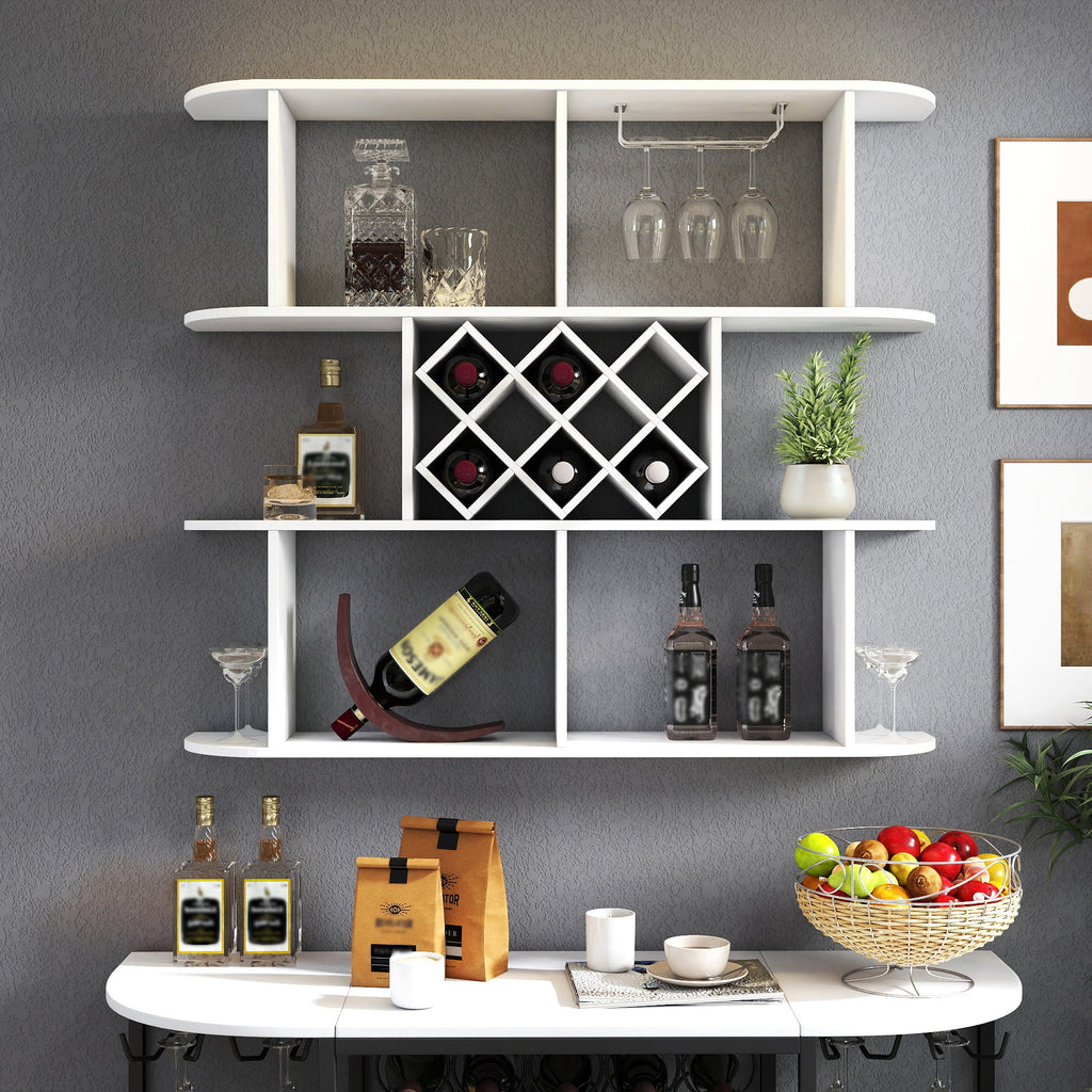 Large Wall Mounted 3 Tier  Rustic Bottle Wine Rack,Multifunctional Wooden Wall Mounted Wine Rack,Storage Rack with Wine Glass Holder,mounted wall Storage winerack Rack for Home Bar Dining Room Decor