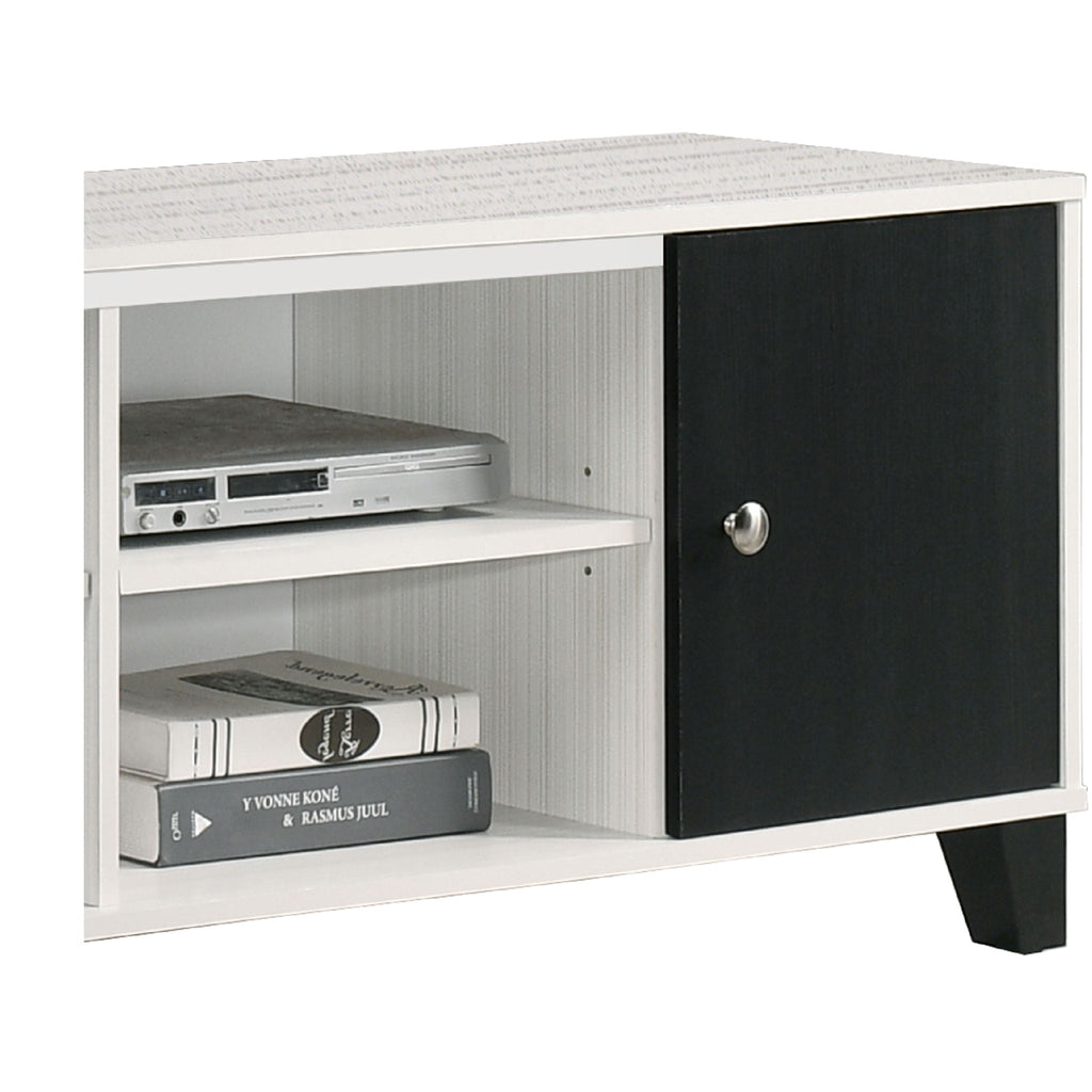 2 Tone TV Stand With Open Shelving And Concealed Storage Living Room Furniture - Black / White