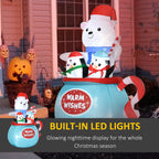 Outsunny 5ft Christmas Inflatable Outdoor Decoration Blessed Polar Bear and Penguins in the Cup