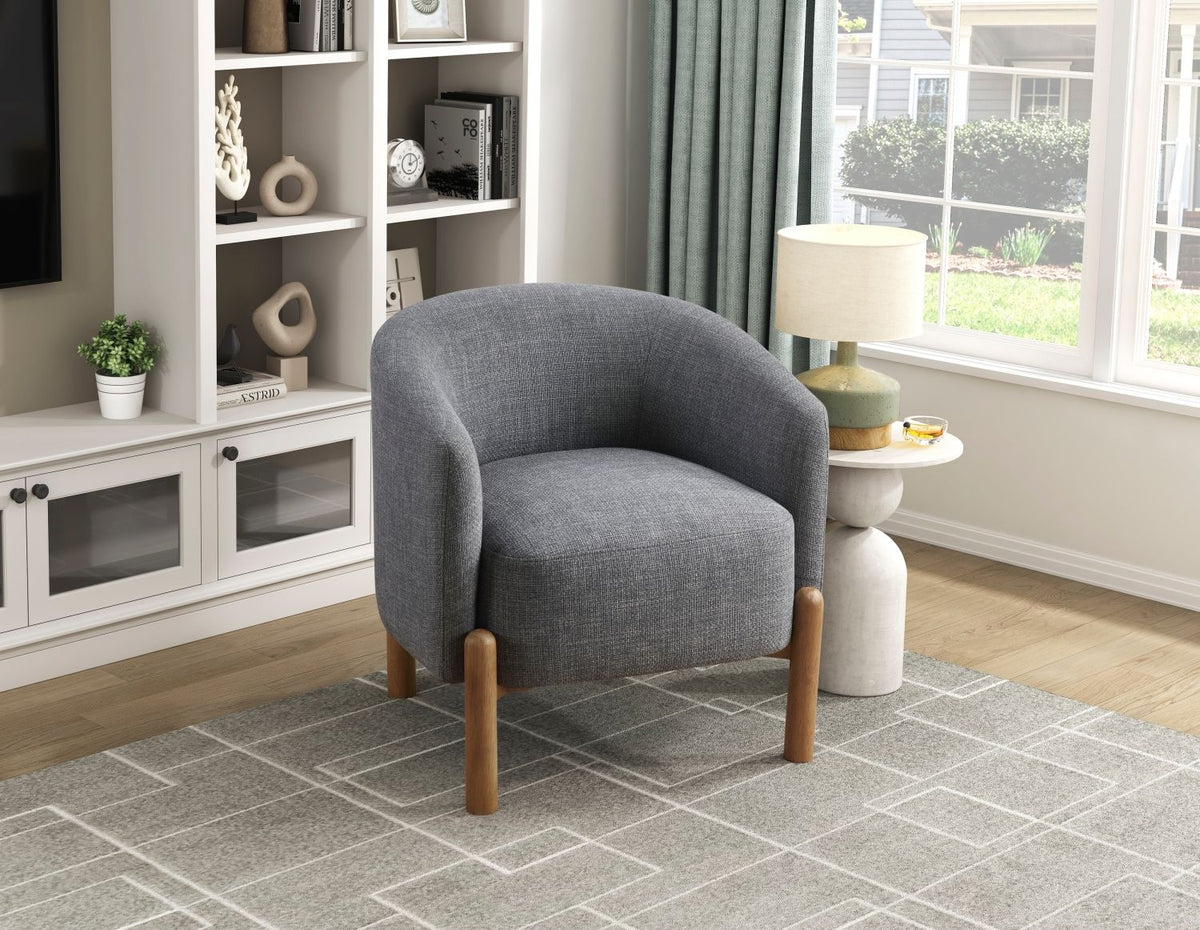 Style Comfort Accent Chair Gray Upholstery Durable Frame Solid Wood Legs Contemporary Living Room Furniture 1pc