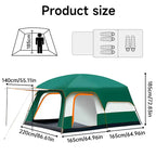3-12 Person Double Layer 2-Bedroom Family Tunnel Camping Tent Waterproof Windproof UV Resistant for Outdoor Hiking & Camping