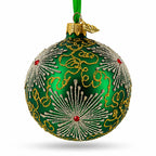Dazzling Jeweled Snowflakes on Green Glass Ball Christmas Ornament 3.25 Inches